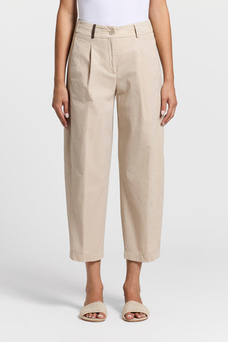 Pantalone in popeline di cotone fiammato