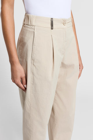 Pantalone in popeline di cotone fiammato