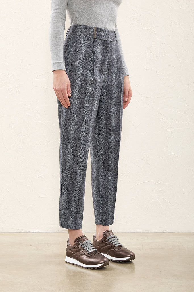 Lurex striped flannel pleated trousers  