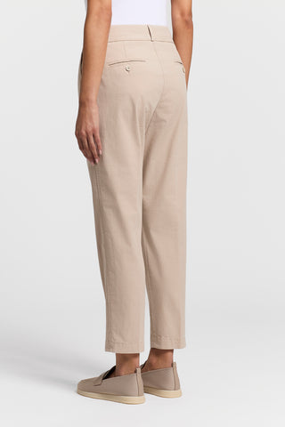 Garment-dyed cotton poplin trousers