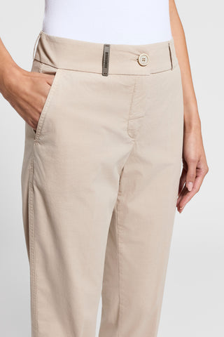 Pantalone in popeline di cotone tinto in capo