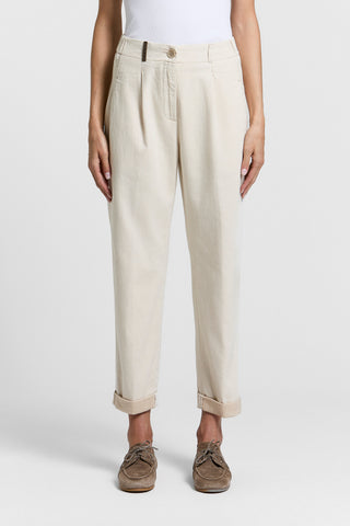 Pantalone in twill di cotone lino