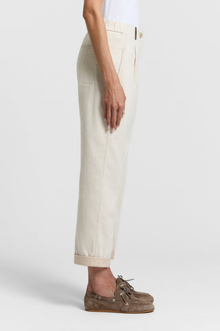 Pantalone in twill di cotone lino