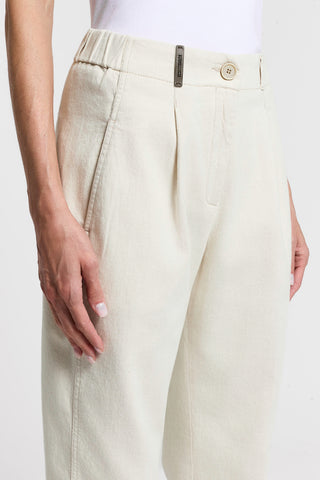 Pantalone in twill di cotone lino