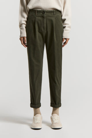 Polished cotton twill trousers