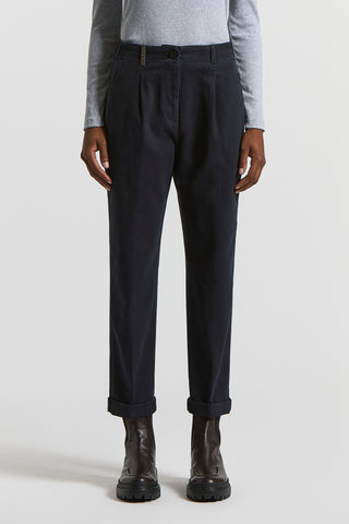 Pantalone in twill di cotone smerigliato