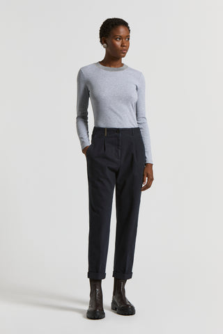 Pantalone in twill di cotone smerigliato