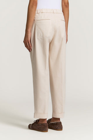 Pantalone in gabardina di cotone e seta