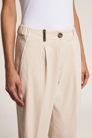 Pantalone in gabardina di cotone e seta