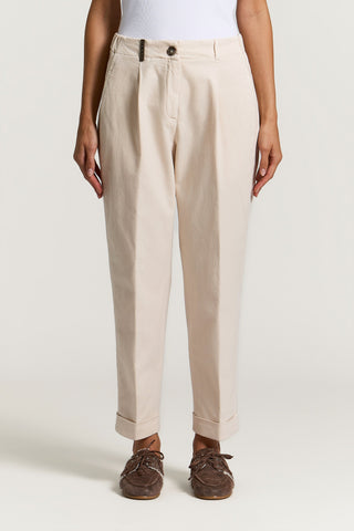 Pantalone in gabardina di cotone e seta