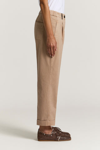 Pantalone in gabardina di cotone e seta