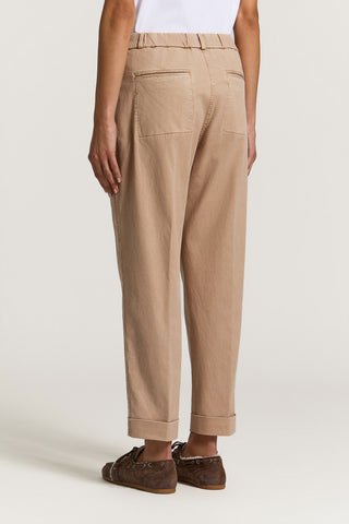 Pantalone in gabardina di cotone e seta