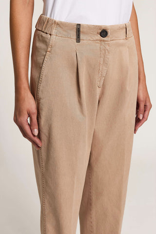 Pantalone in gabardina di cotone e seta