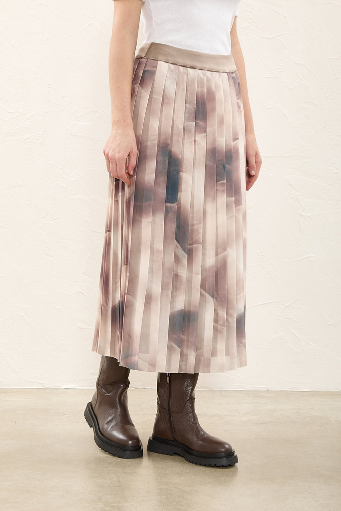 Midi skirt in printed pleated organza  
