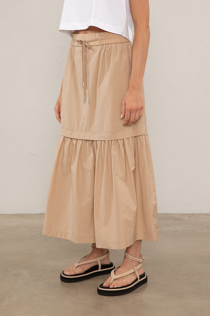 Long poplin-cotton blend skirt  