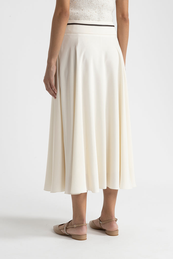 Soft touch viscose blend skirt with belt  