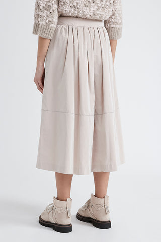 Technical taffeta long pleated skirt  