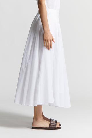 Pure cotton voile semi-transparent midi skirt