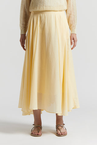 Pure cotton voile semi-transparent midi skirt