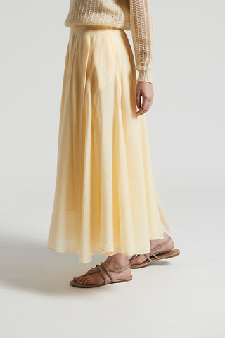 Pure cotton voile semi-transparent midi skirt