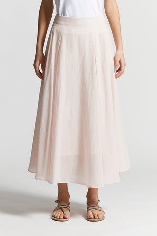 Pure cotton voile semi-transparent midi skirt