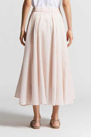 Pure cotton voile semi-transparent midi skirt