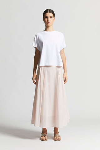 Pure cotton voile semi-transparent midi skirt