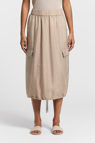 Cupro midi cargo skirt
