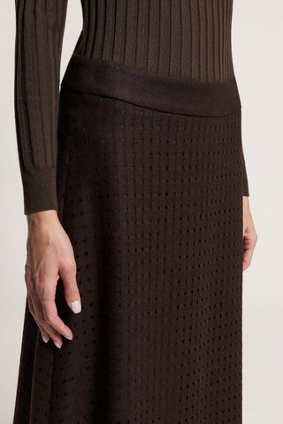 Gonna midi in flanella traforata misto lana