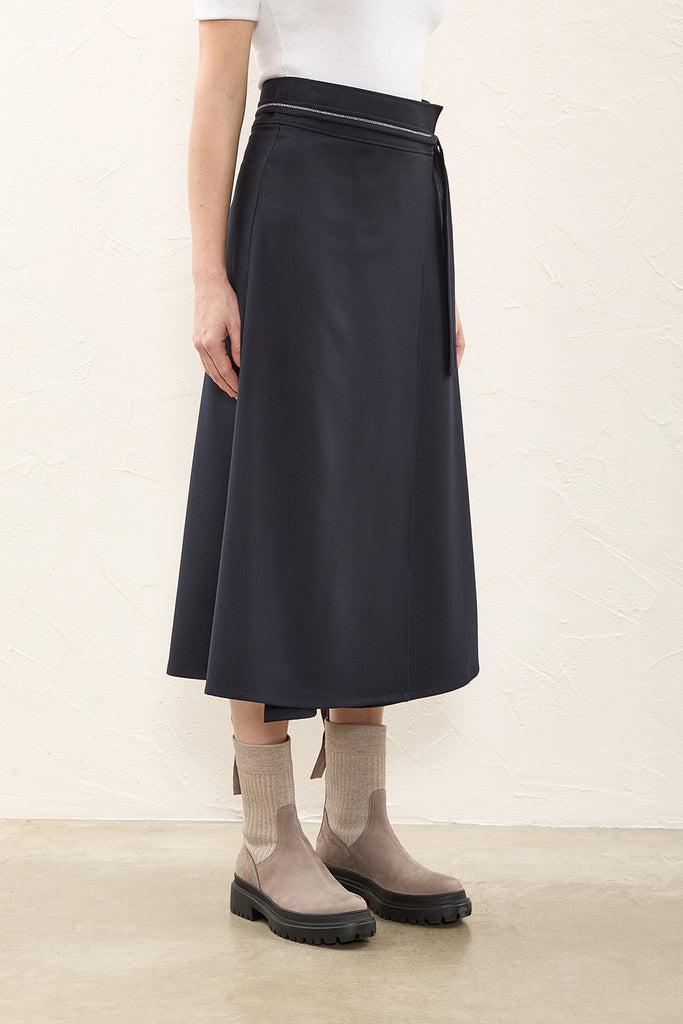 Viscose flannel midi skirt  