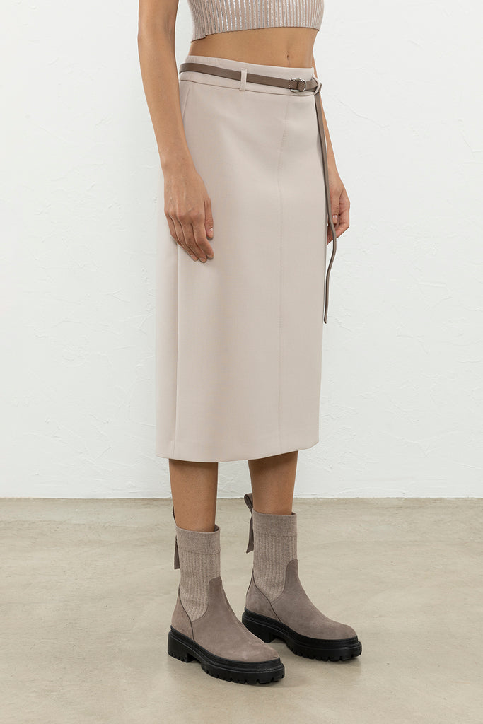 Double-cloth canvas midi skirt  