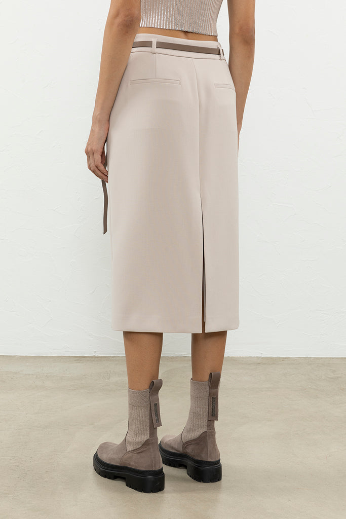 Double-cloth canvas midi skirt  