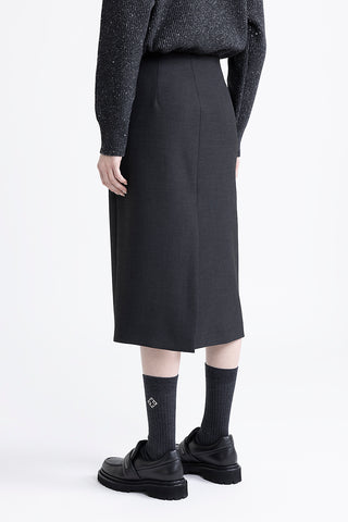 Double technical fabric midi skirt  