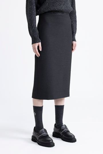 Double technical fabric midi skirt  