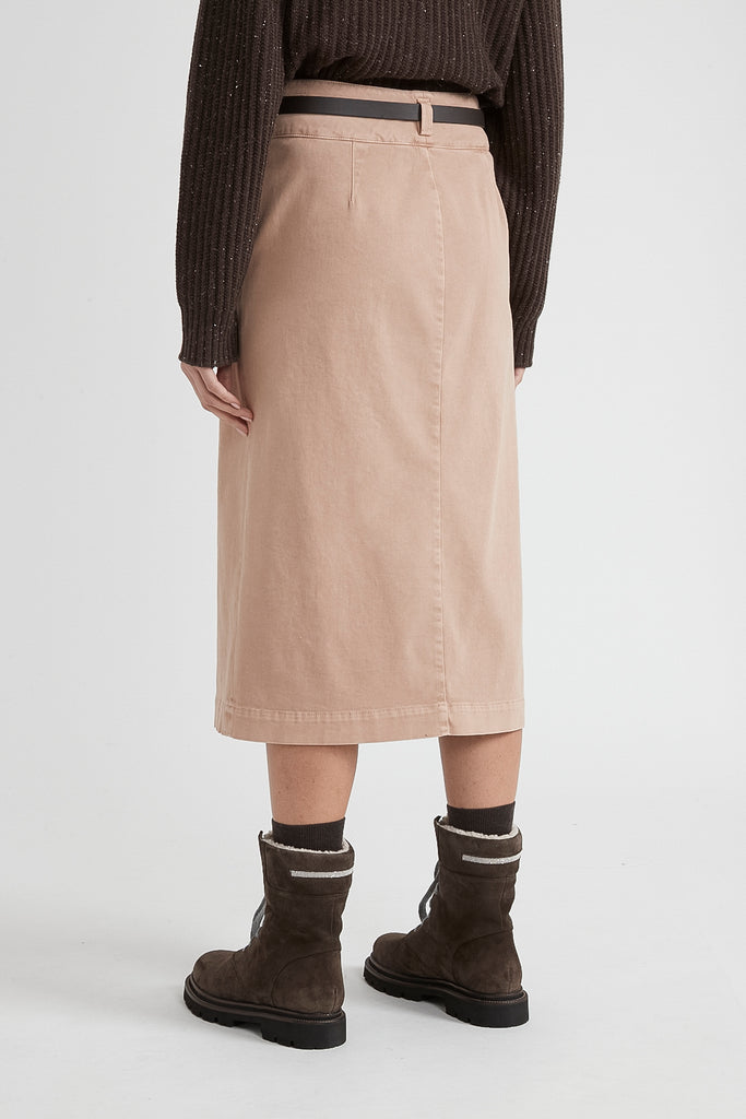 Cotton midi skirt with belt  