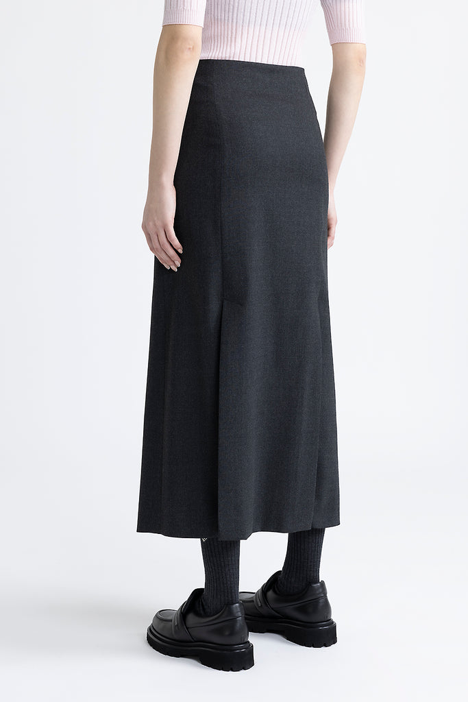 Stretch tech wool long skirt  