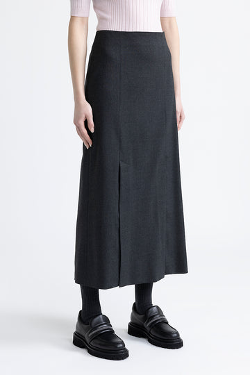 Stretch tech wool long skirt  