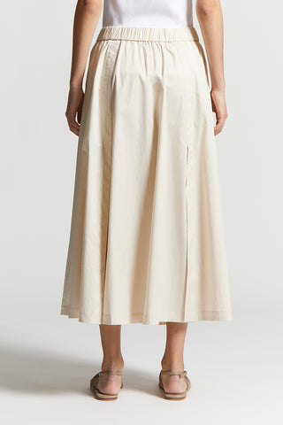 Lightweight stretch cotton satin skirt