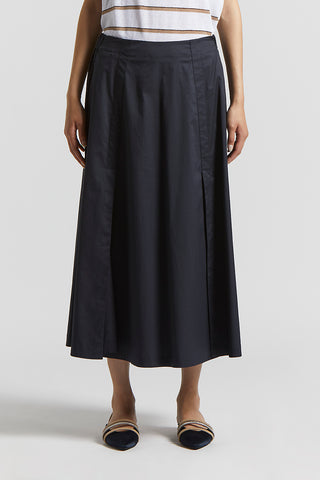 Lightweight stretch cotton satin skirt