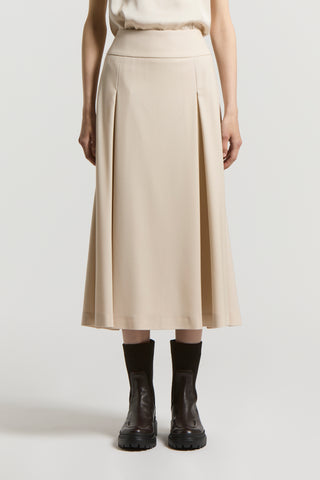 Fluid wool twill midi skirt