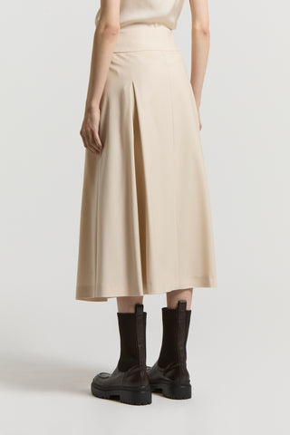 Fluid wool twill midi skirt