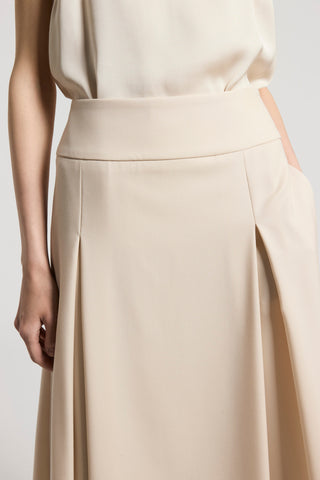 Fluid wool twill midi skirt