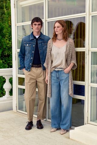 Abito bimaterico in cotone