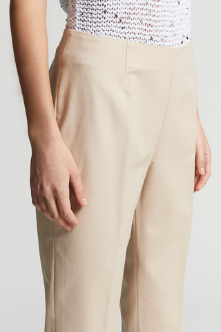 Cotton and viscose canvas cigarette trousers