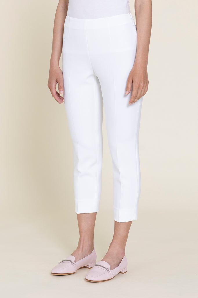 Tailored extra-slim cropped trousers in stretch cotton viscose blend  