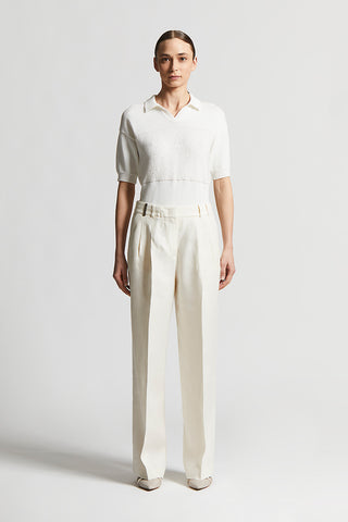 Plain linen gabardine trousers