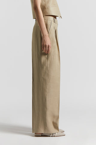 Plain linen gabardine trousers