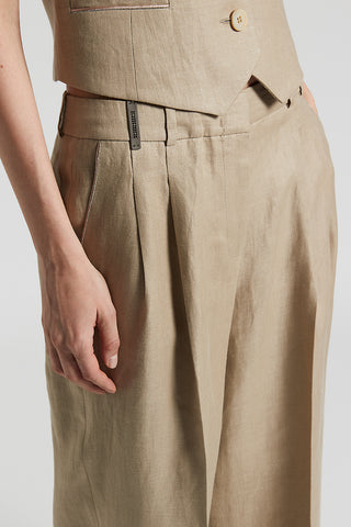 Plain linen gabardine trousers