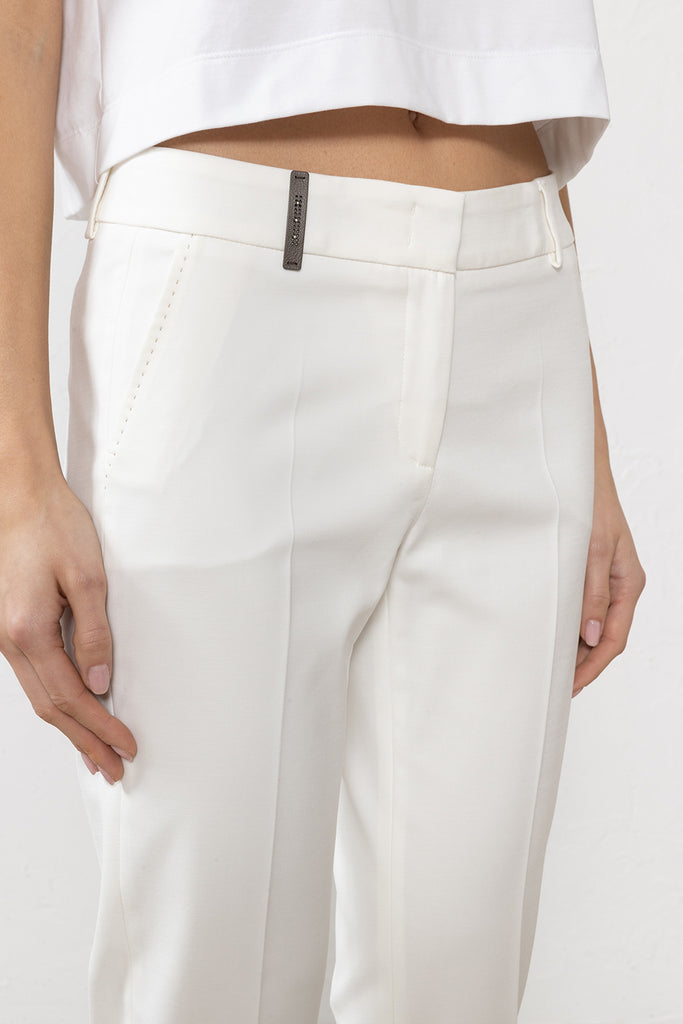 Cotton and viscose stretch canvas trousers  