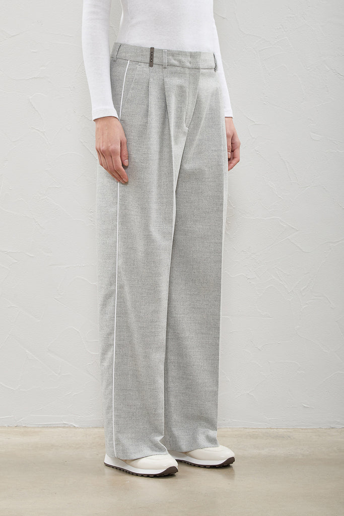 Wool flannel pleated trousers  
